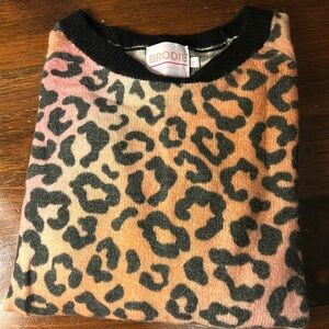 Brodie Cashmere leopard print crew neck sweater
